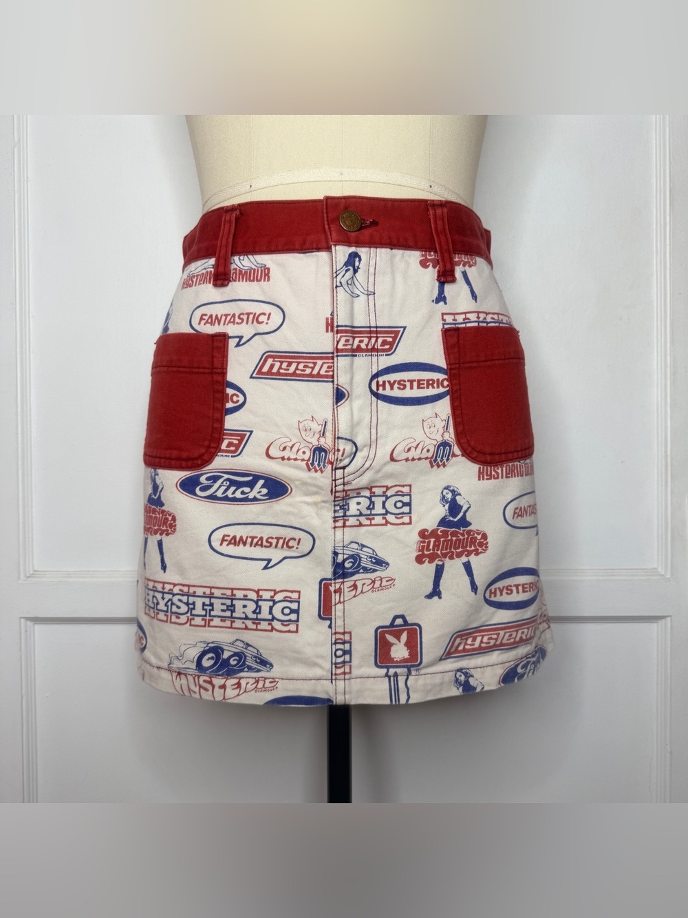 Hysteric Glamour red logo mini skirt